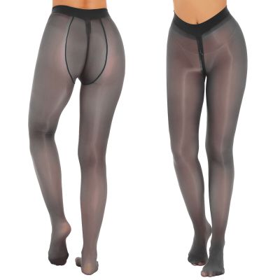 US Womens Lingerie See Through Tights Compression Pantyhose Skinny Nightwear Oil